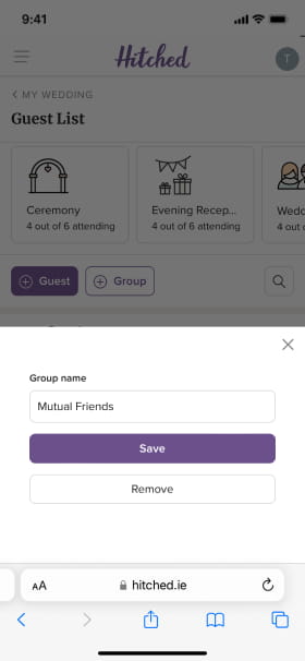 tool that lets you group guests from your guest list into your seating plan