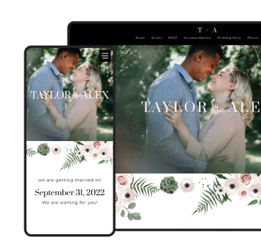 an example of a wedding website with custom editing features